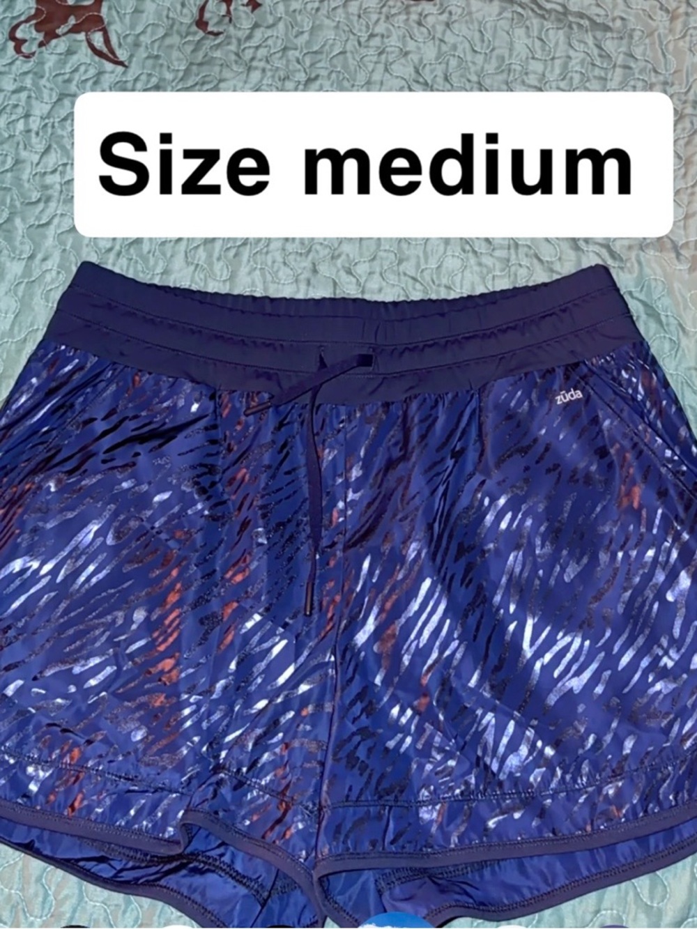 Zuda Navy Blue Athletic Shorts with Subtle Print